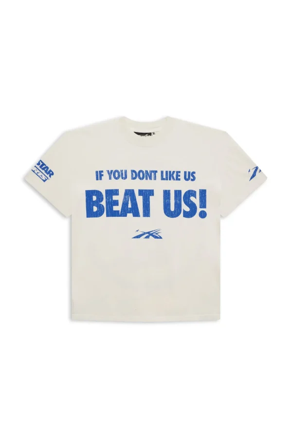 Blue and White Hellstar Sports Beat Us T-Shirt